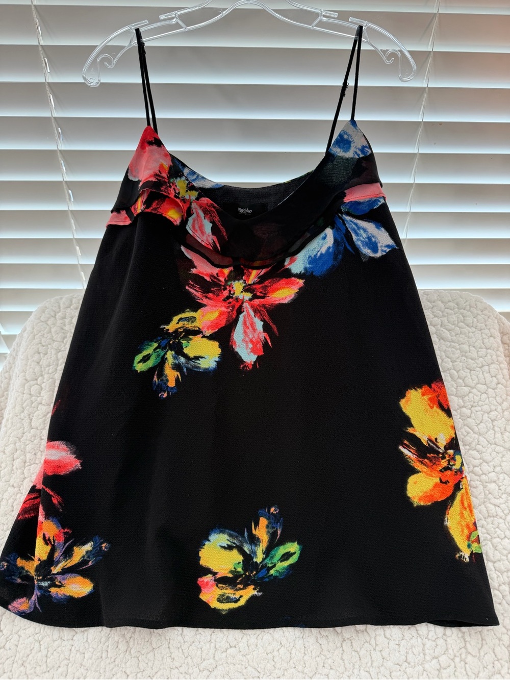 Mossimo Black Floral Cami Tank with Bright Multicolor Blooms